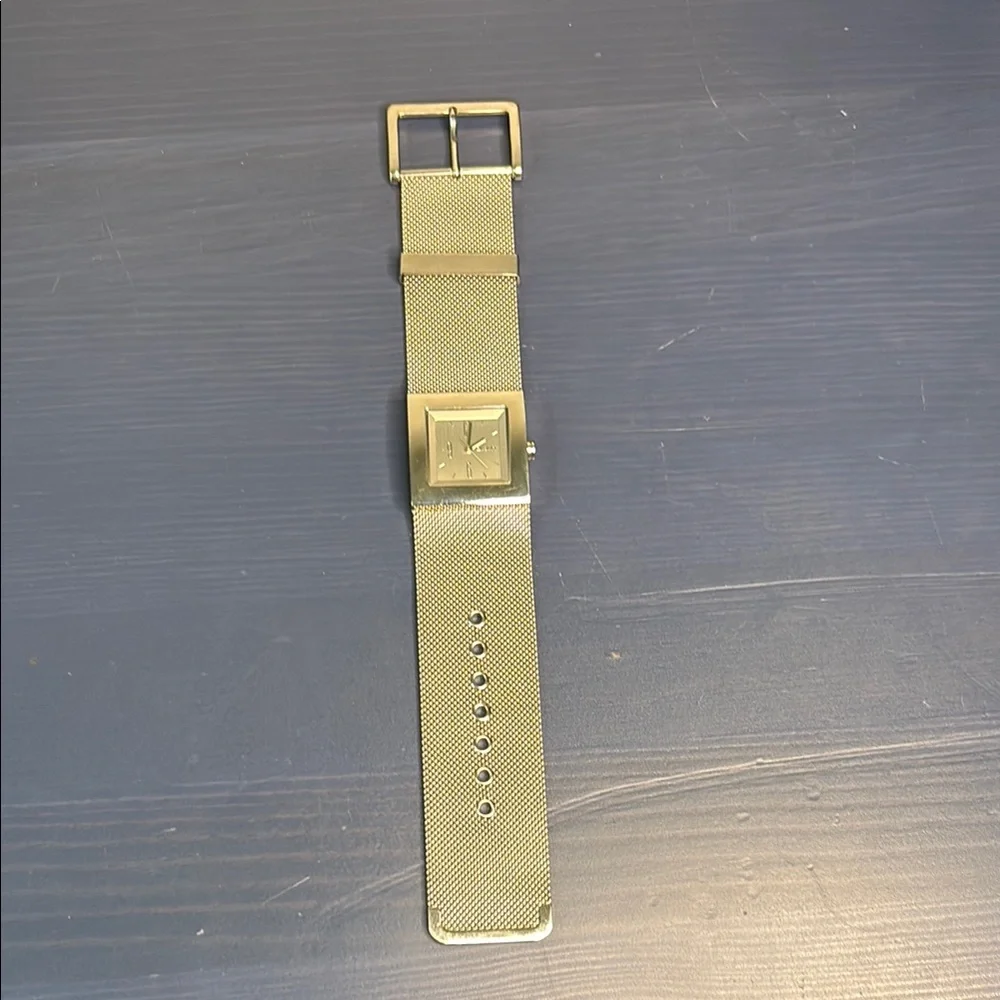 DKNY Silver Rectangular Mesh Watch Minimalist Design